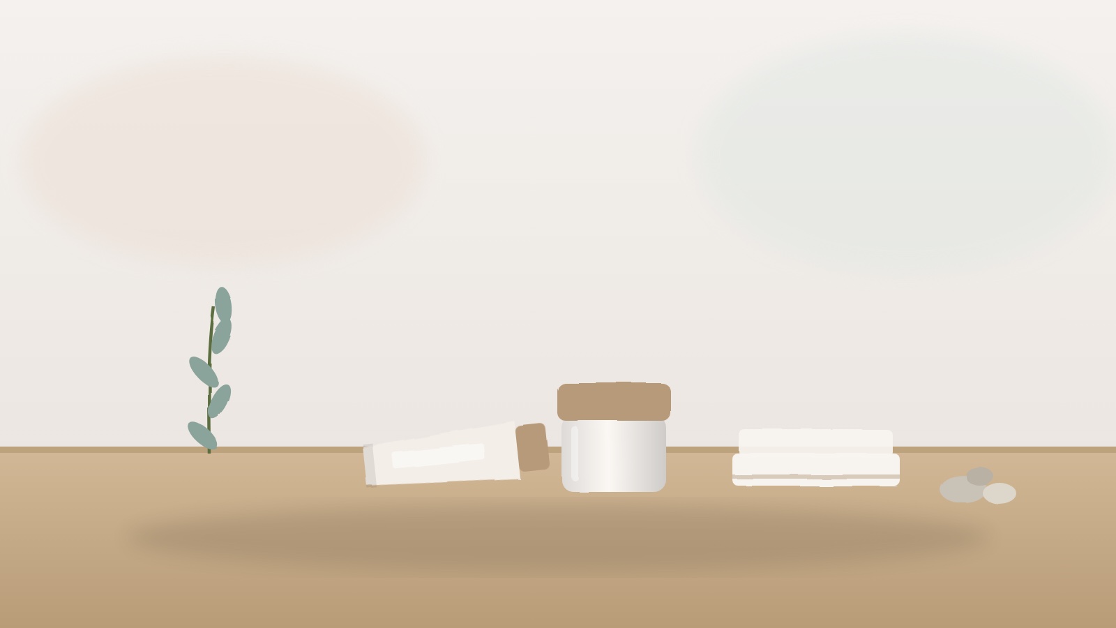 クリームのチューブと容器をタオルと並べたイメージ(当サイトで作成)